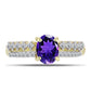 Goldplattierter Silberring mit marokkanischem Amethyst und weißem Topas