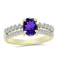 Goldplattierter Silberring mit marokkanischem Amethyst und weißem Topas