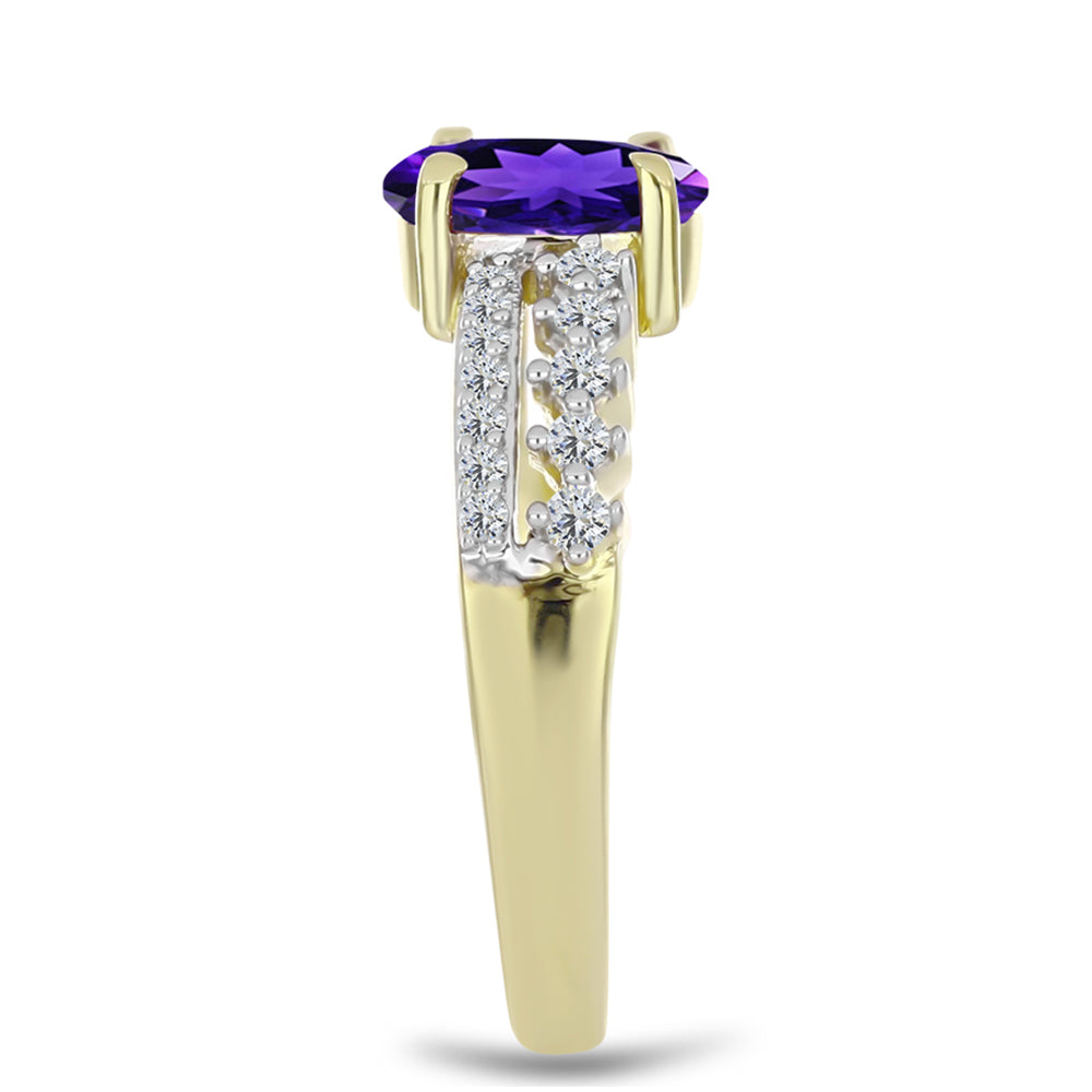 Goldplattierter Silberring mit marokkanischem Amethyst und weißem Topas 4 