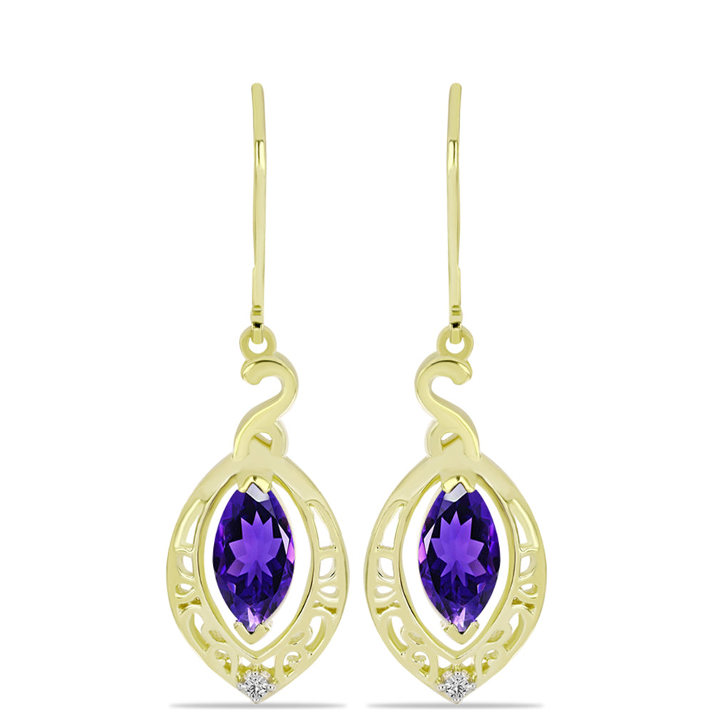 Goldplattierte Silberohrringe mit marokkanischem Amethyst und weißem Topas 1 