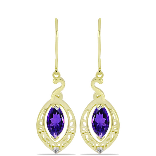 Goldplattierte Silberohrringe mit marokkanischem Amethyst und weißem Topas