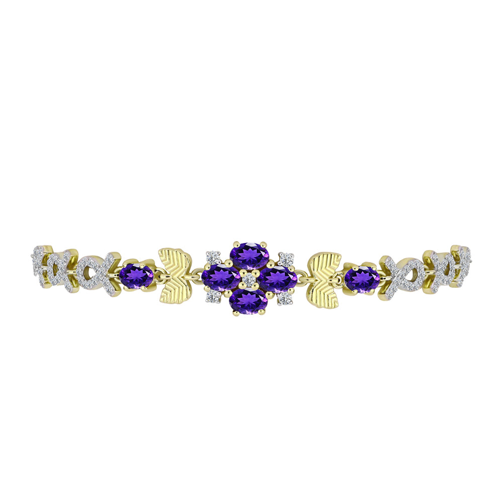 Goldplattiertes Silberarmband mit marokkanischem Amethyst und weißem Topas 2 