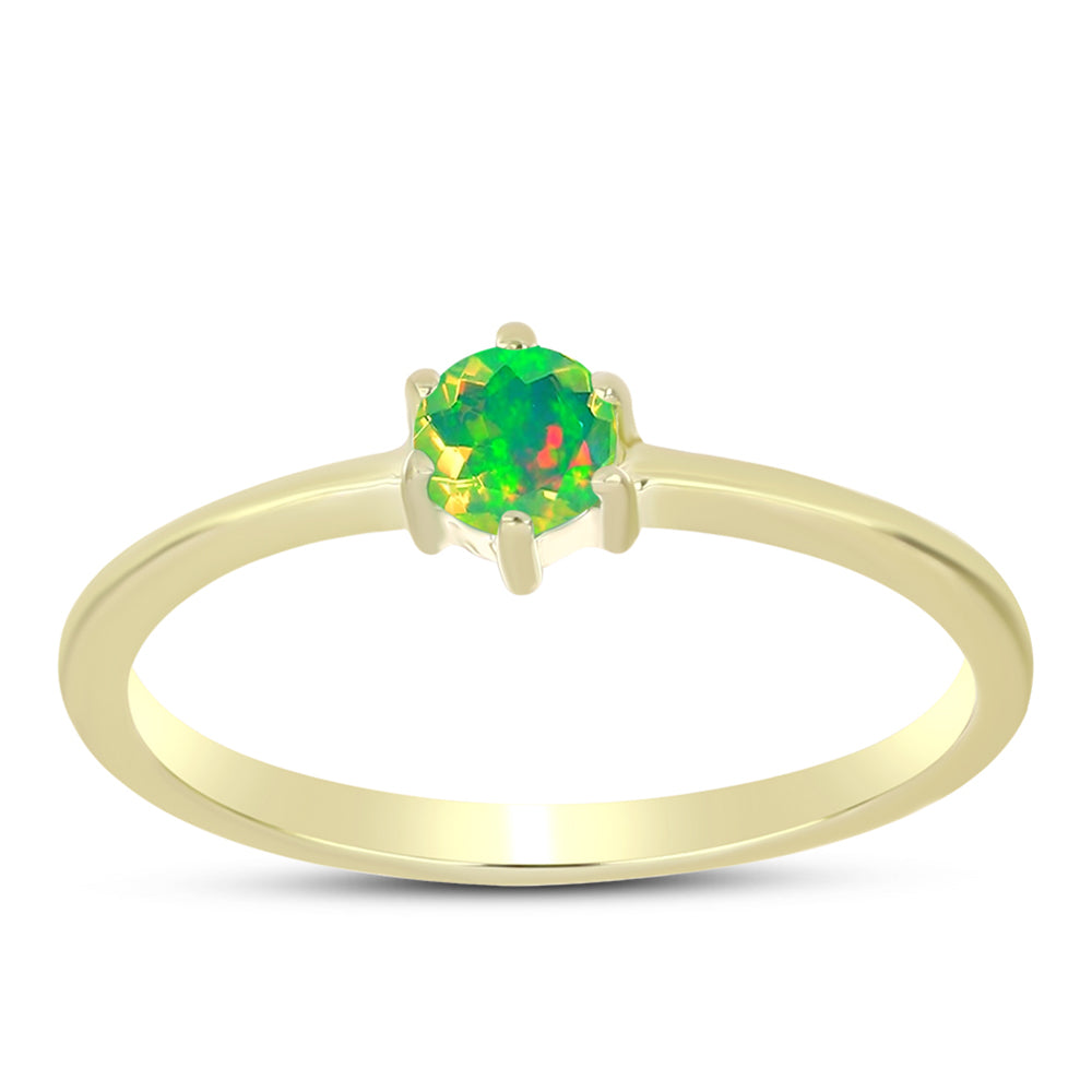 Goldplattierter Silberring mit grünem äthiopischem Opal aus Lega Dembi 3 
