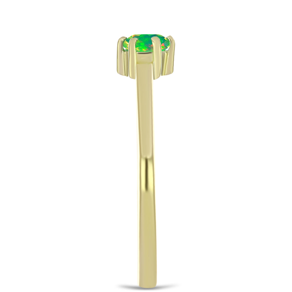 Goldplattierter Silberring mit grünem äthiopischem Opal aus Lega Dembi 4 
