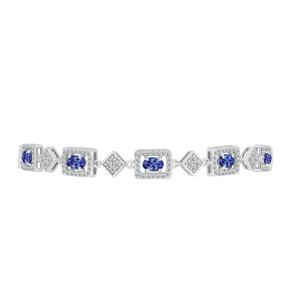 Silberarmband mit Tansanit - Klasse AAA und weißem Topas 2 