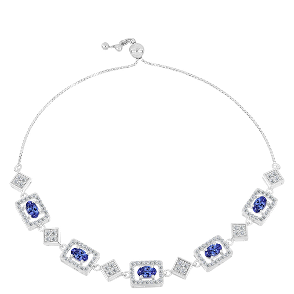 Silberarmband mit Tansanit - Klasse AAA und weißem Topas