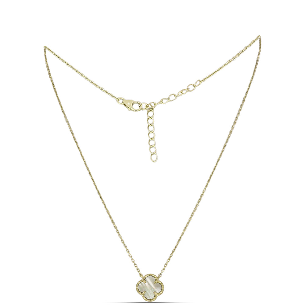 Goldplattierte Silberhalskette mit Perlmutt
