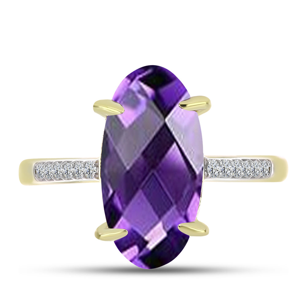 Goldplattierter Silberring mit marokkanischem Amethyst und weißem Topas 1 
