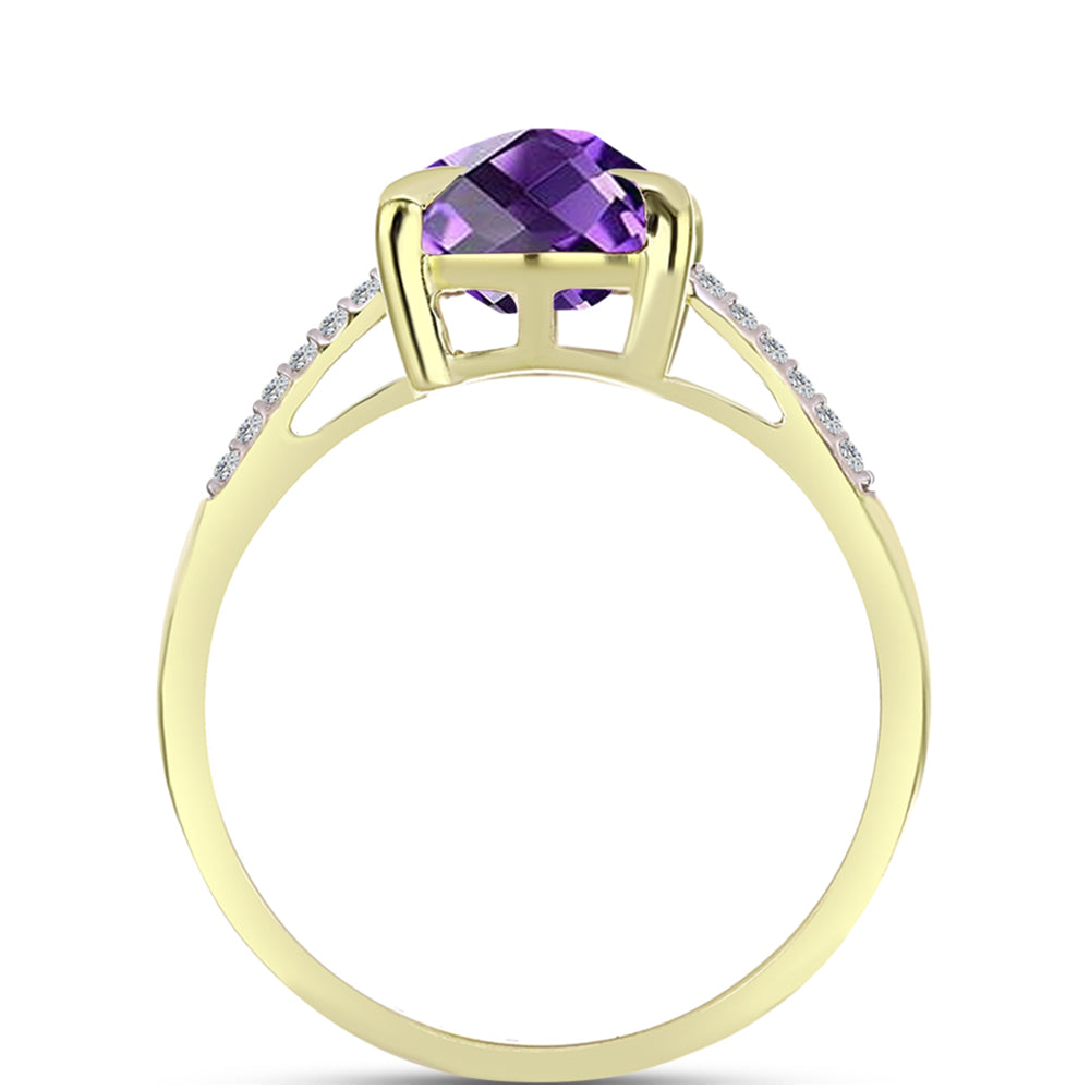 Goldplattierter Silberring mit marokkanischem Amethyst und weißem Topas 2 