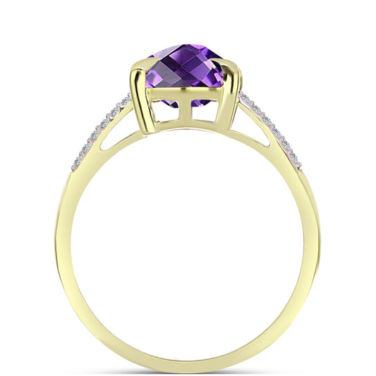Goldplattierter Silberring mit marokkanischem Amethyst und weißem Topas