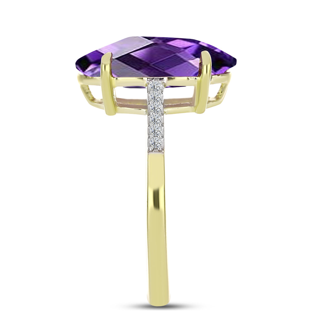 Goldplattierter Silberring mit marokkanischem Amethyst und weißem Topas 4 