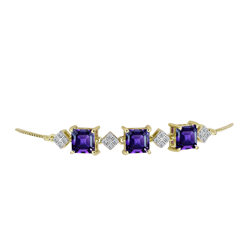 Goldplattiertes Silberarmband mit marokkanischem Amethyst und weißem Topas