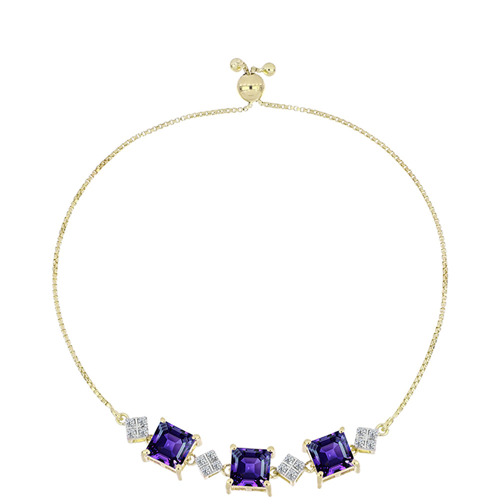 Goldplattiertes Silberarmband mit marokkanischem Amethyst und weißem Topas 1 