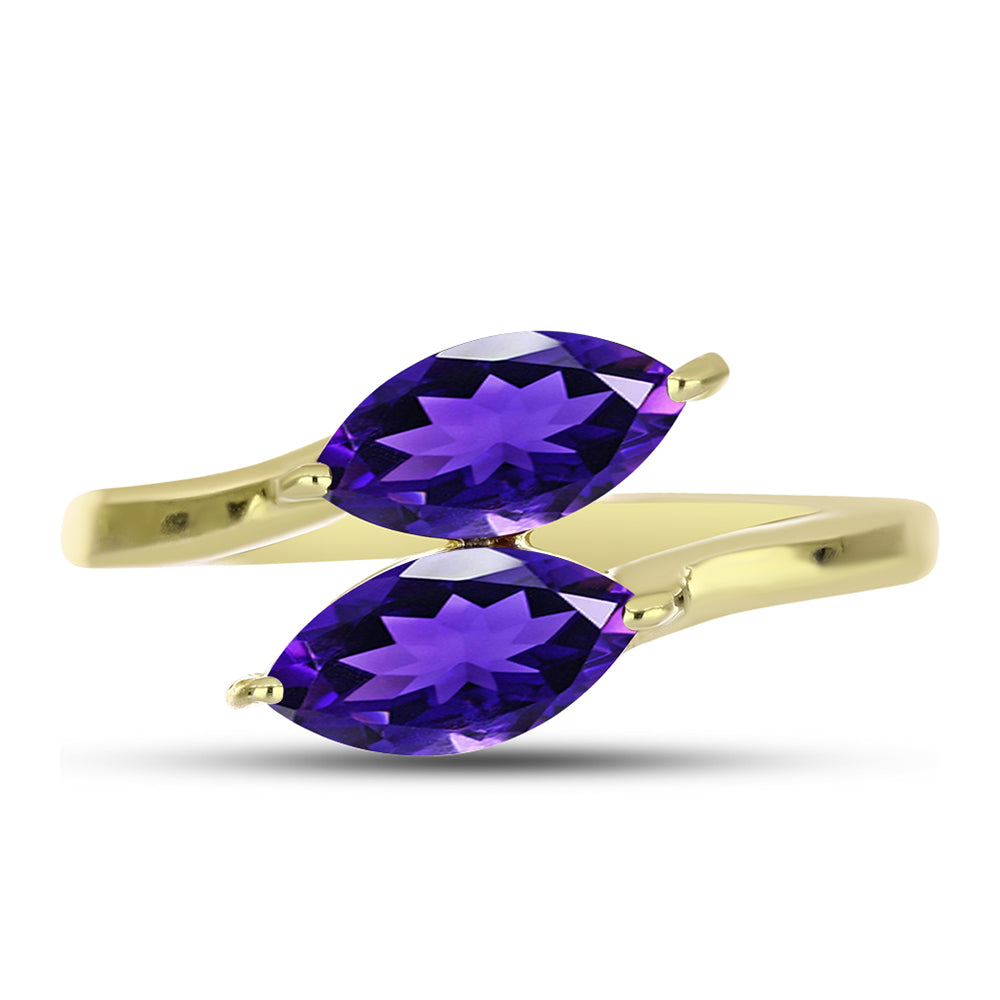 Goldplattierter Silberring mit marokkanischem Amethyst 1 