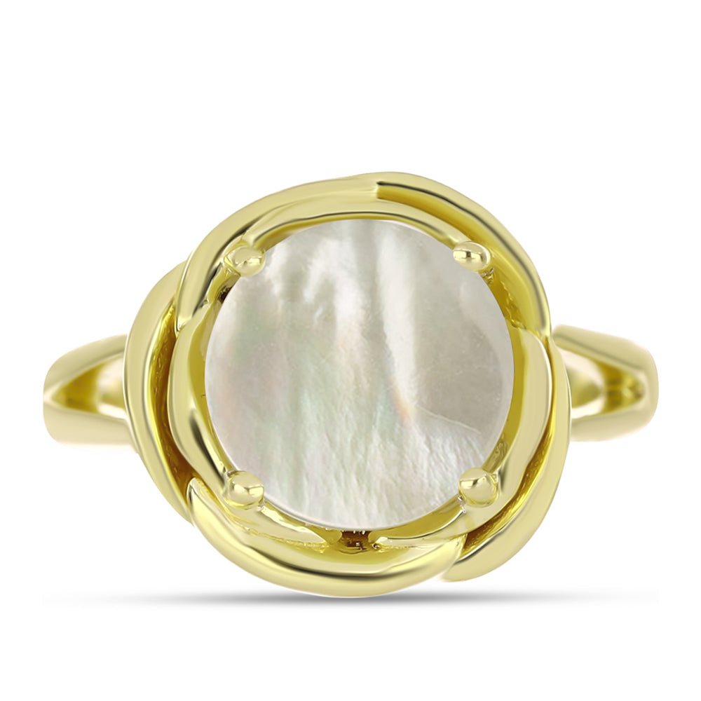 Goldplattierter Silberring mit Perlmutt 1 