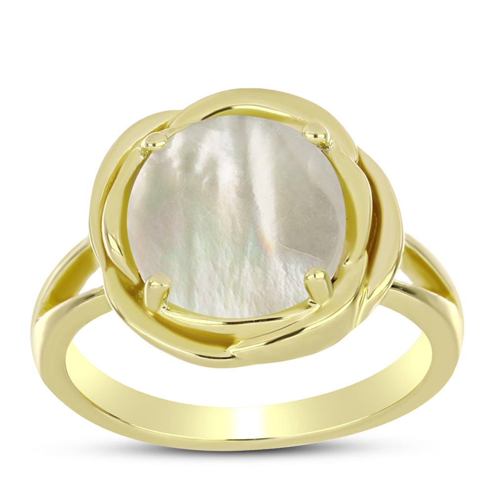 Goldplattierter Silberring mit Perlmutt