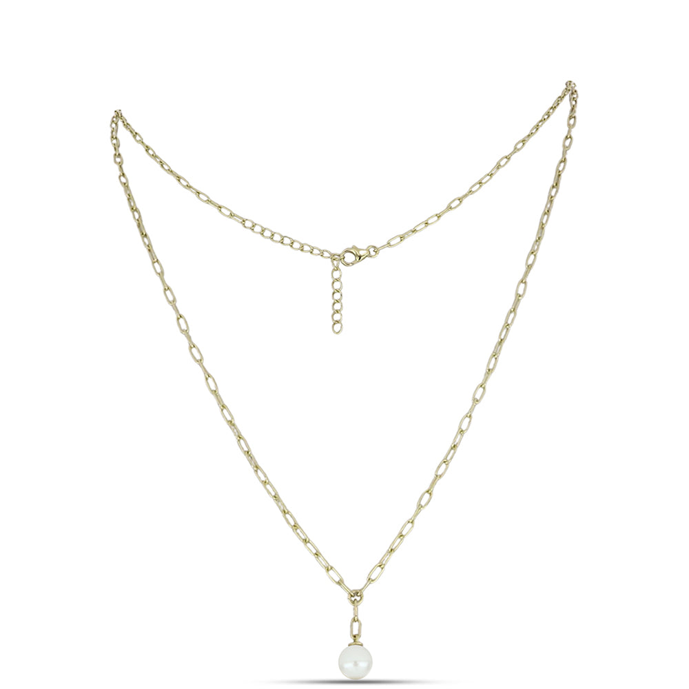 Goldplattierte Silberhalskette mit Perlmutt 1 