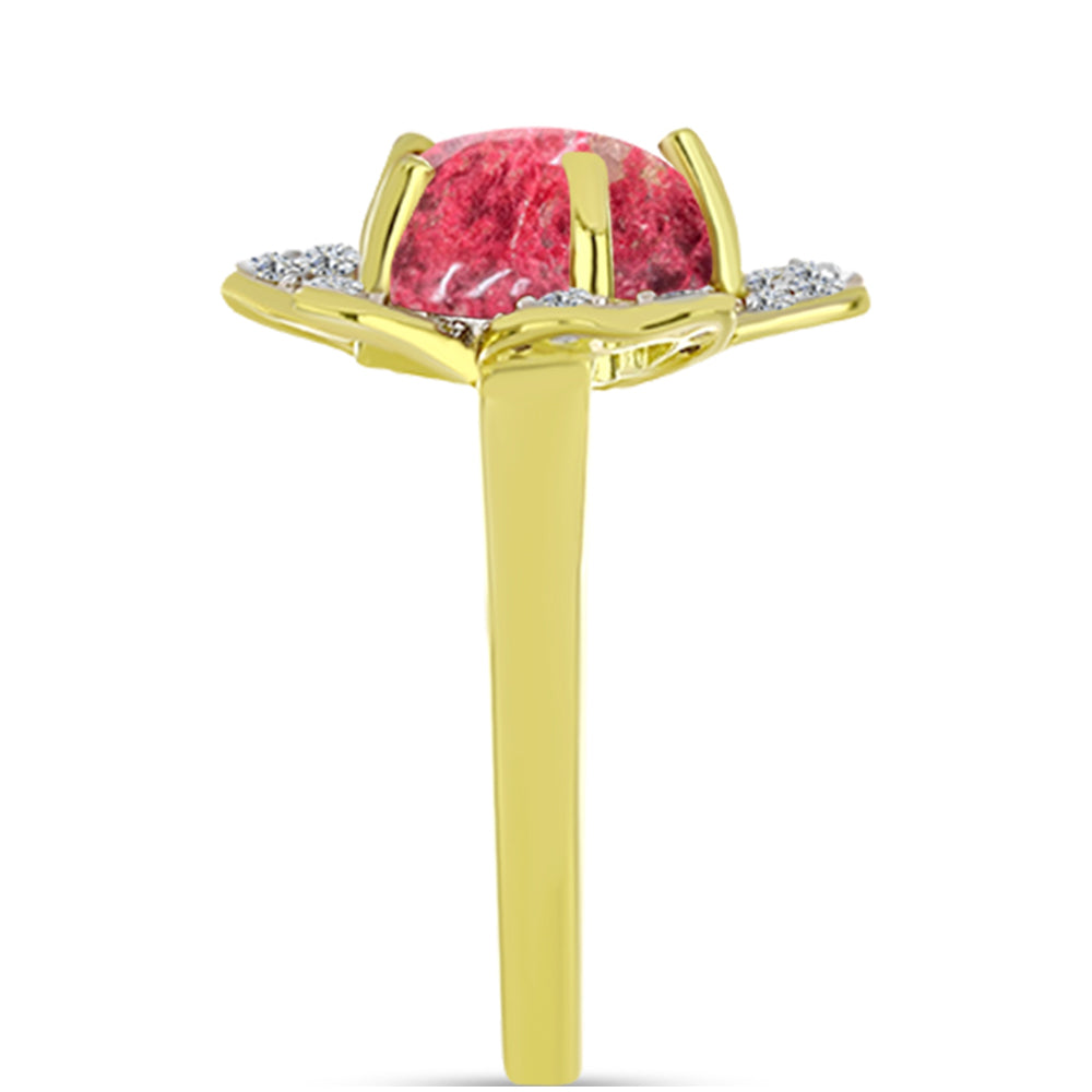 Goldplattierter Silberring mit Thulit und weißem Topas