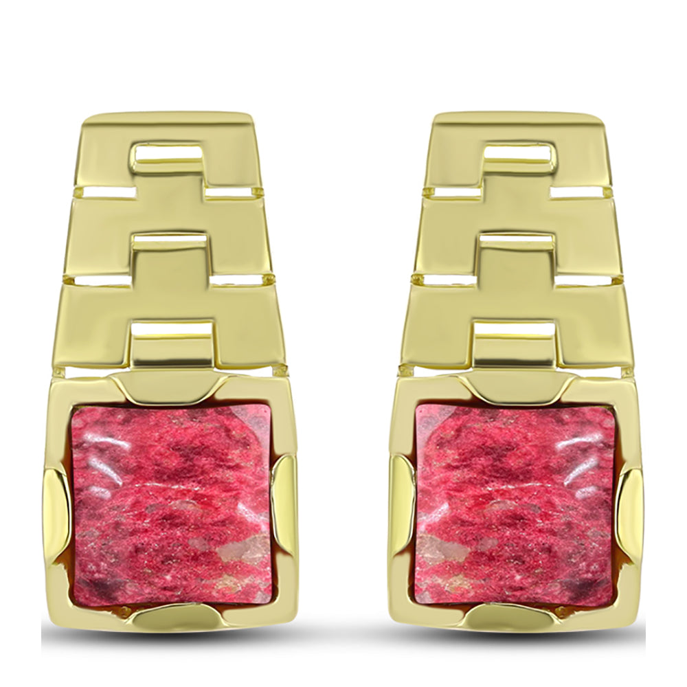 Goldplattierte Silberohrringe mit Thulit 1 
