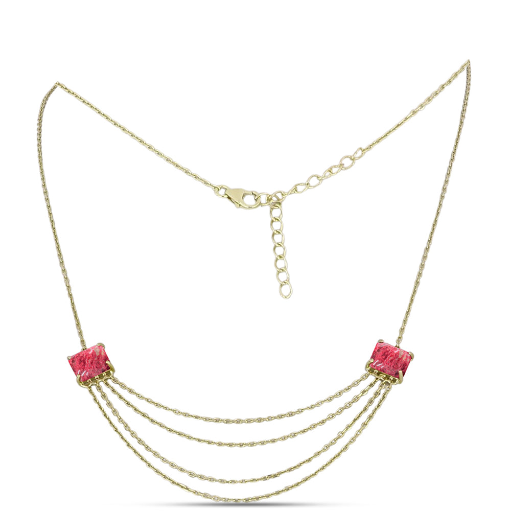Goldplattierte Silberhalskette mit Thulit
