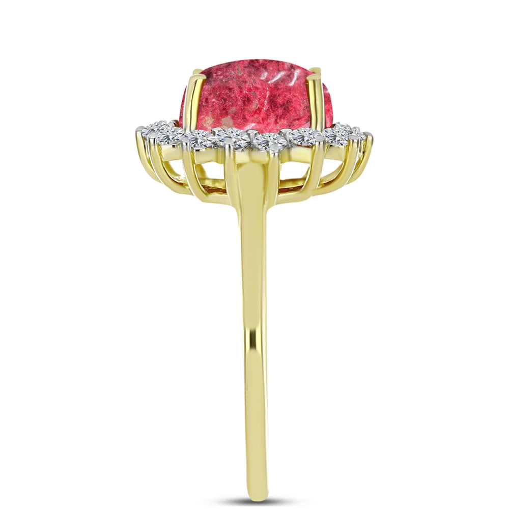Goldplattierter Silberring mit Thulit und weißem Topas 4 