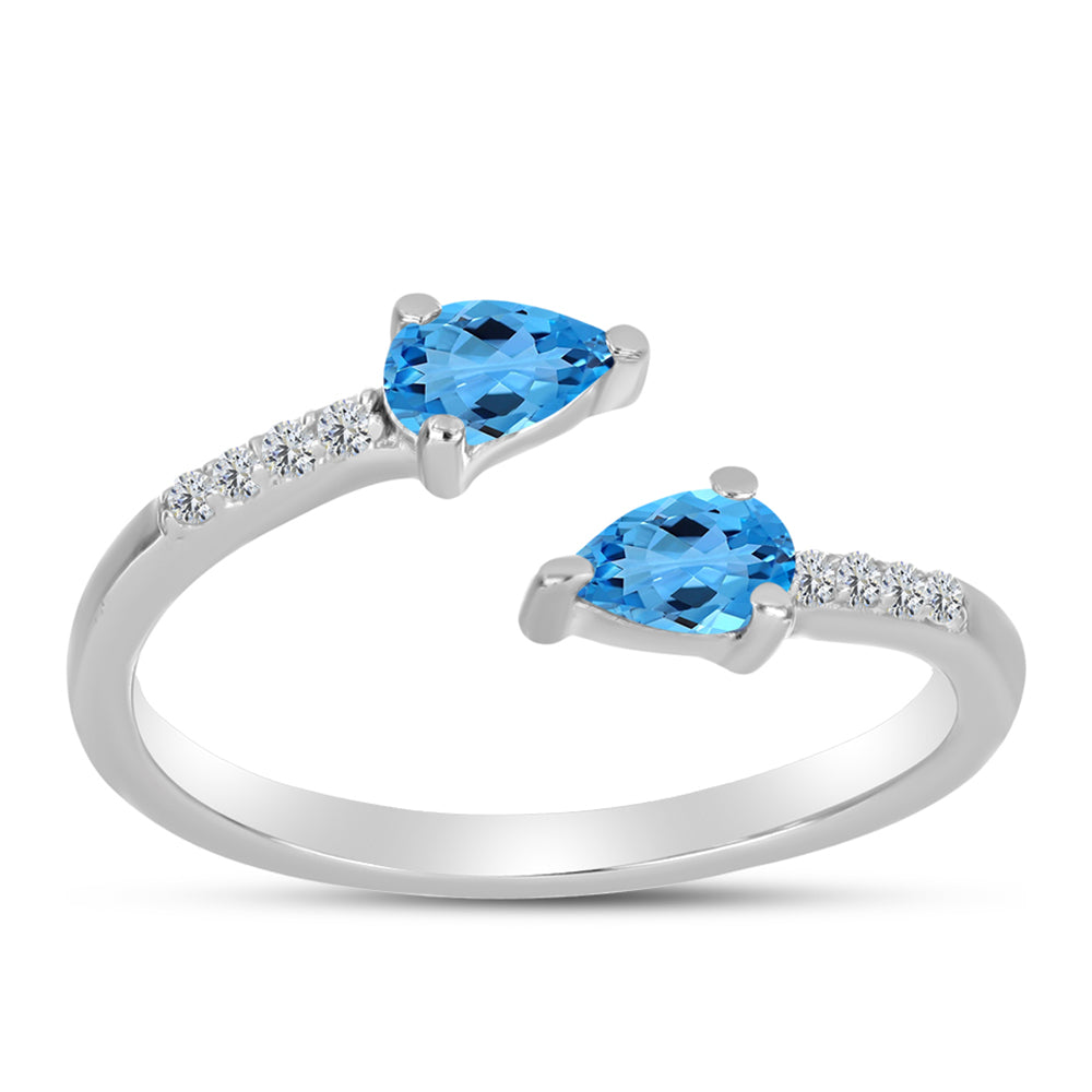 Silberring mit schweizerischem Blautopas und weißem Topas 3 