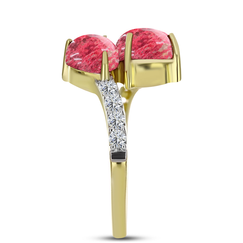 Goldplattierter Silberring mit Thulit und weißem Topas 4 
