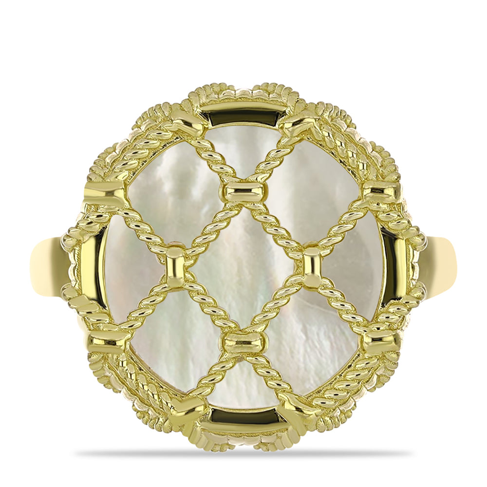 Goldplattierter Silberring mit Perlmutt
