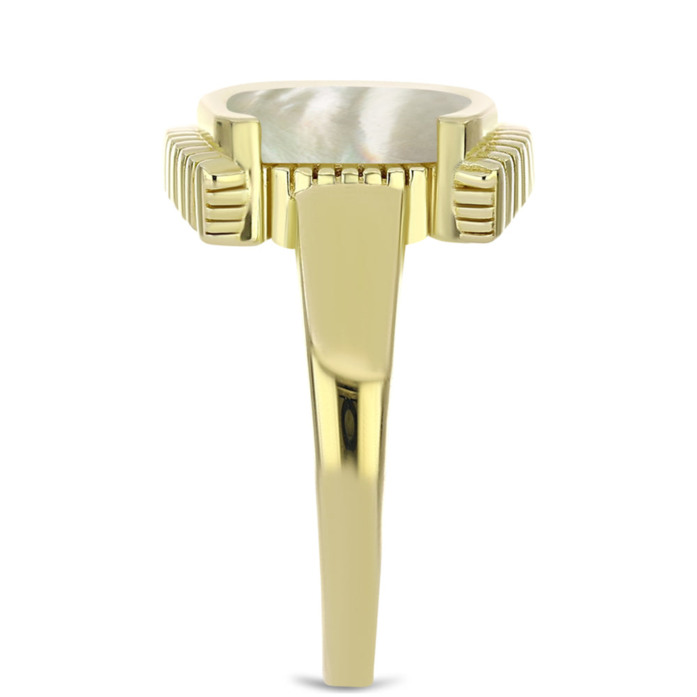 Goldplattierter Silberring mit Perlmutt 4 