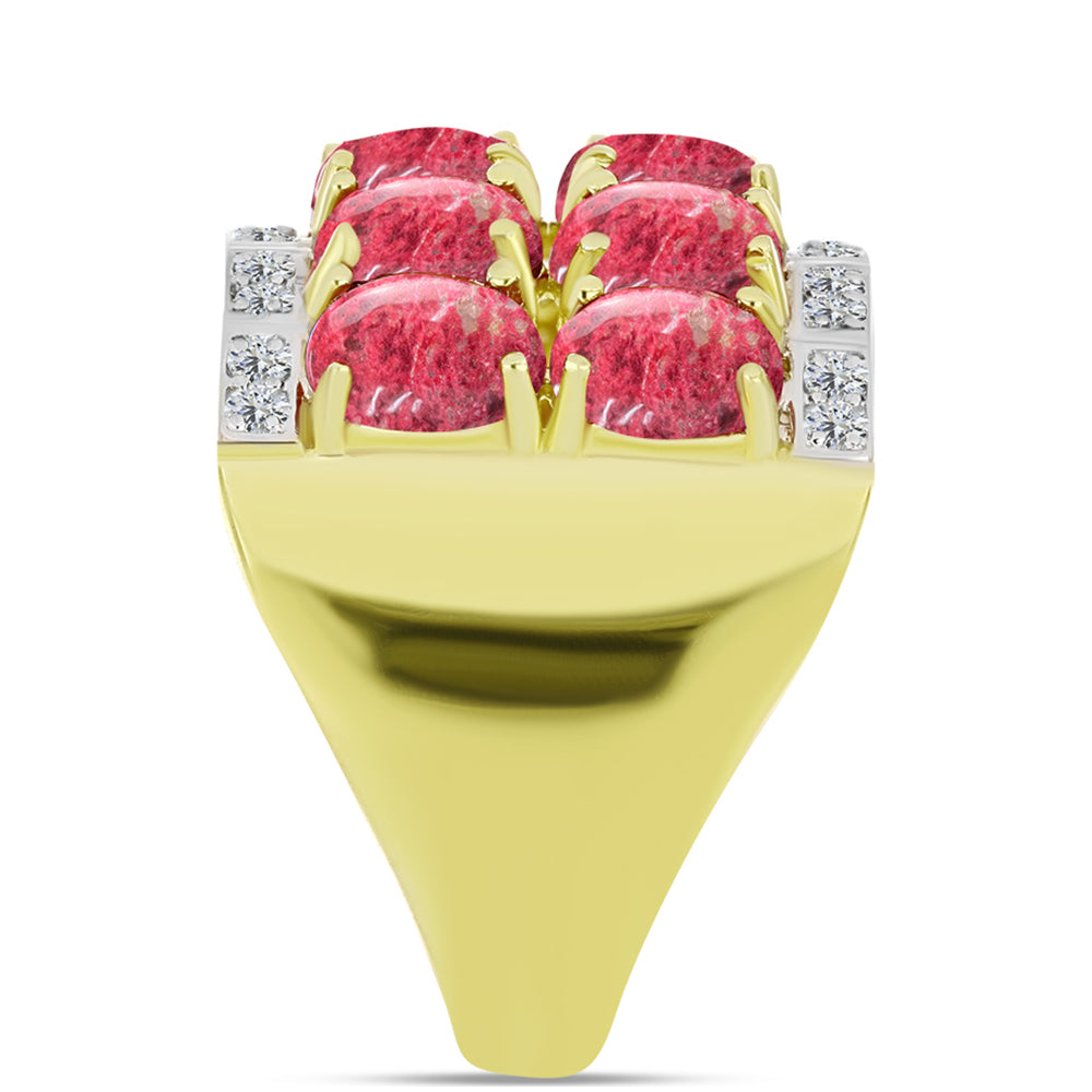 Goldplattierter Silberring mit Thulit und weißem Topas 4 