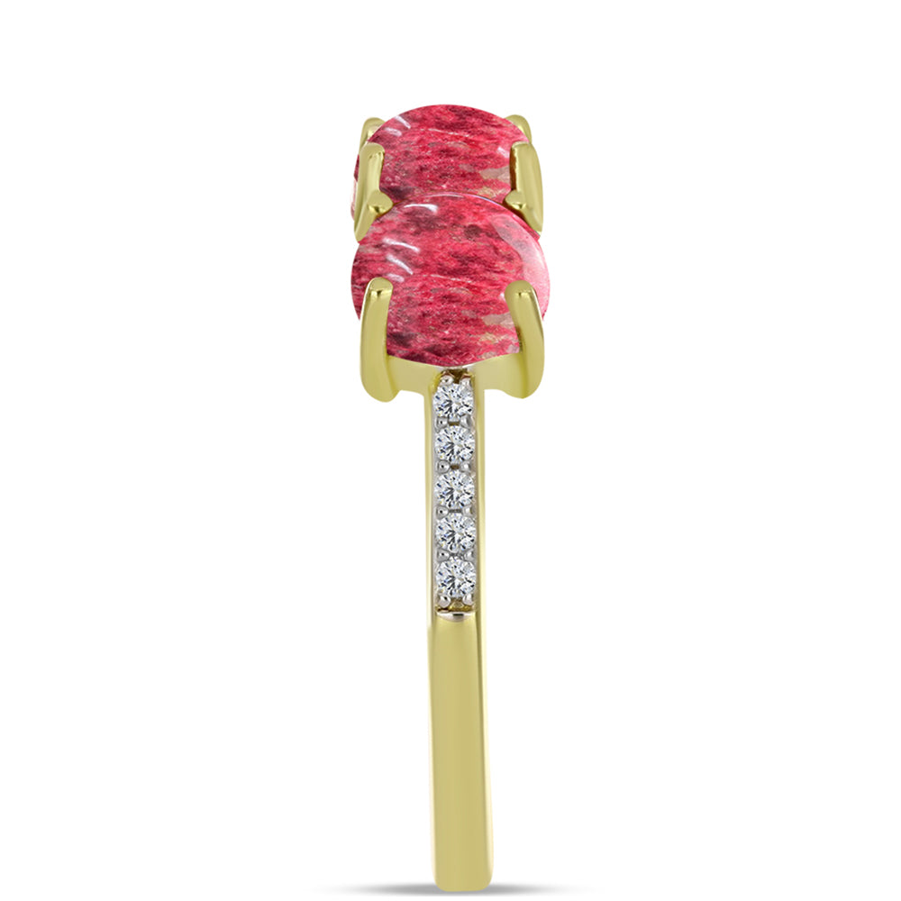 Goldplattierter Silberring mit Thulit und weißem Topas