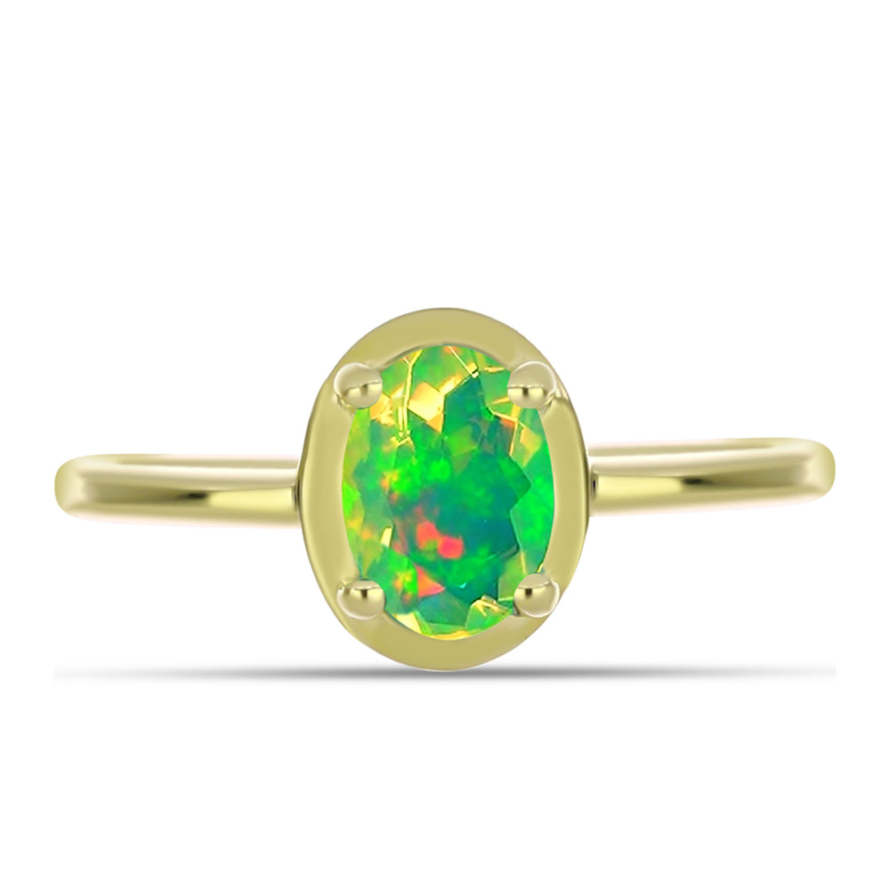 Goldplattierter Silberring mit grünem äthiopischem Opal aus Lega Dembi