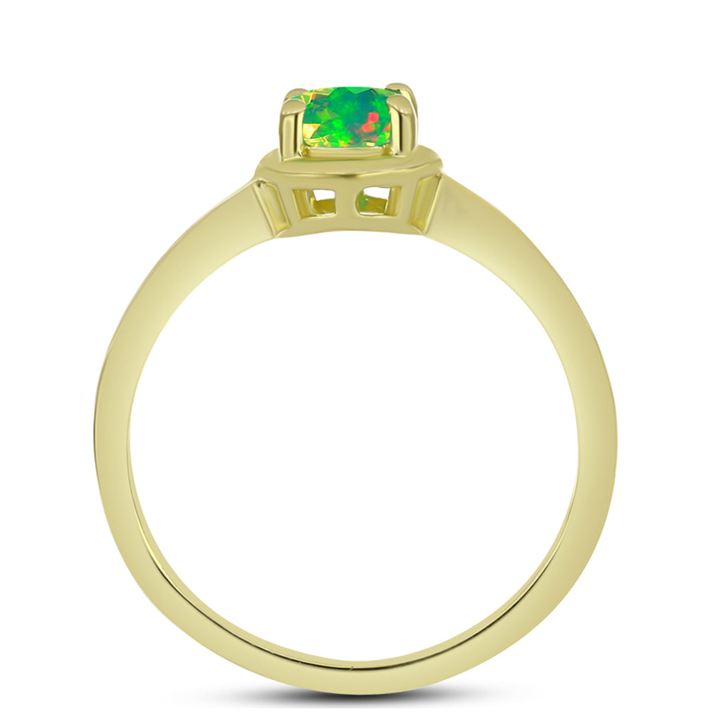 Goldplattierter Silberring mit grünem äthiopischem Opal aus Lega Dembi 2 