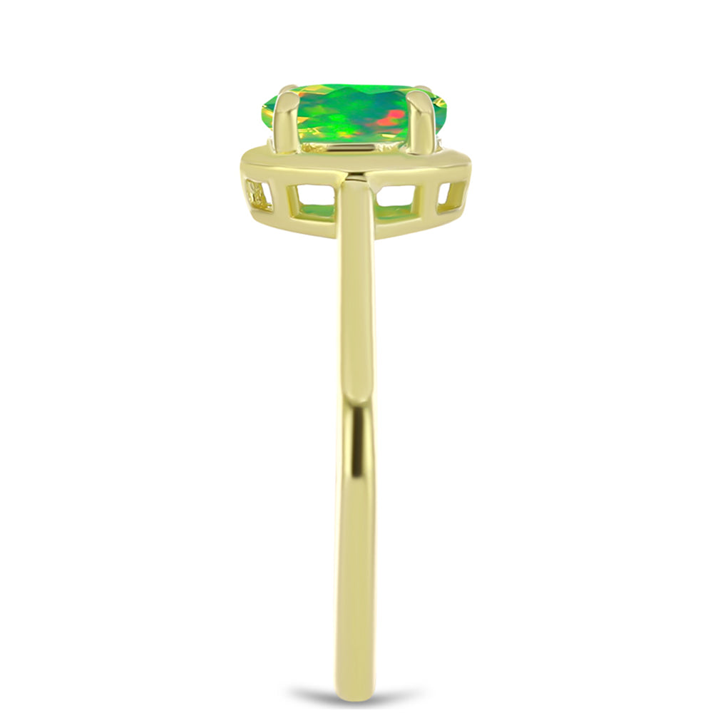 Goldplattierter Silberring mit grünem äthiopischem Opal aus Lega Dembi 4 