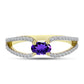 Goldplattierter Silberring mit marokkanischem Amethyst und weißem Topas