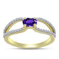 Goldplattierter Silberring mit marokkanischem Amethyst und weißem Topas