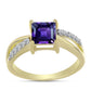 Goldplattierter Silberring mit marokkanischem Amethyst und weißem Topas