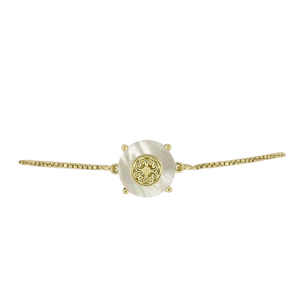 Goldplattiertes Silberarmband mit Perlmutt