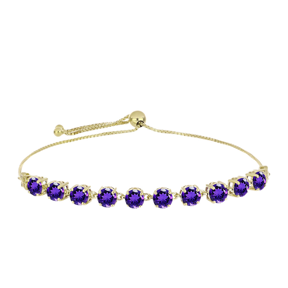 Goldplattiertes Silberarmband mit marokkanischem Amethyst und weißem Topas