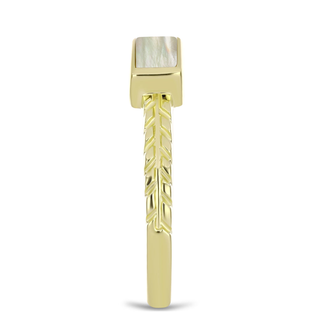 Goldplattierter Silberring mit Perlmutt 4 