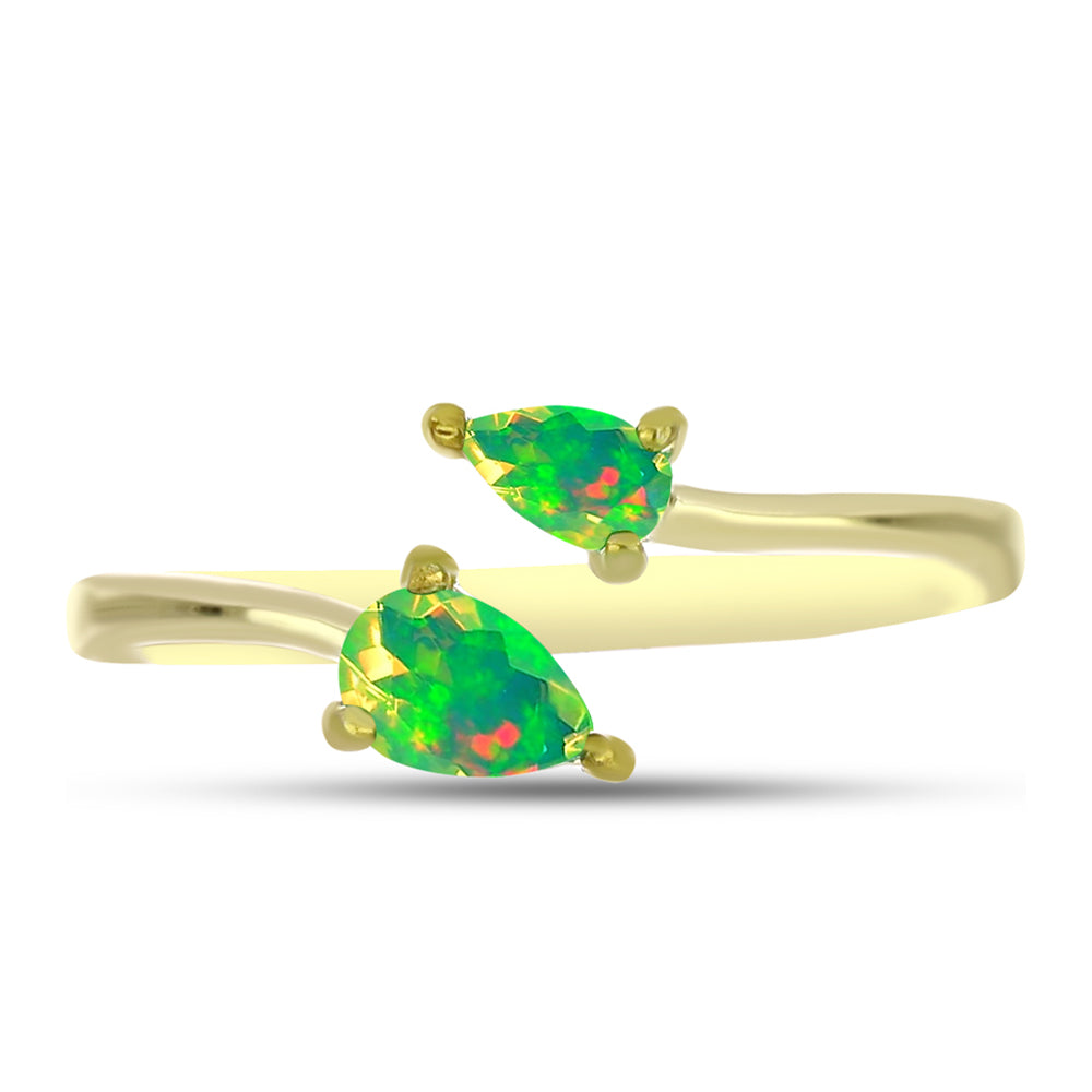 Goldplattierter Silberring mit grünem äthiopischem Opal aus Lega Dembi 1 