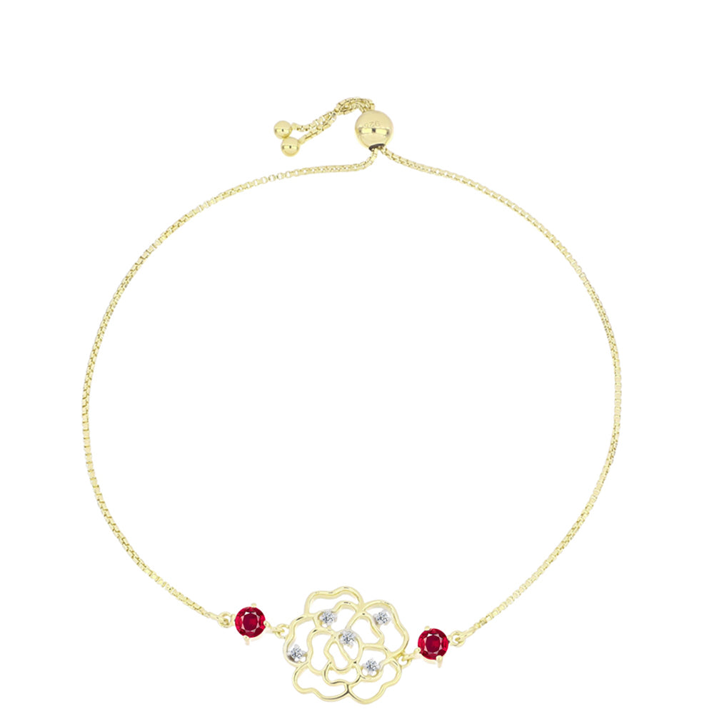 Goldplattiertes Silberarmband mit Rubin aus Madagaskar und weißem Topas