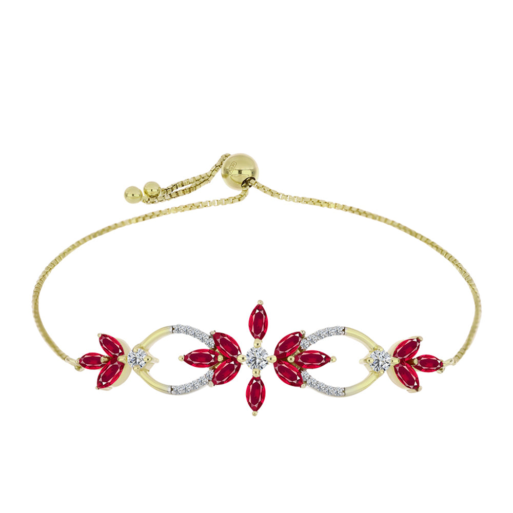 Goldplattiertes Silberarmband mit Rubin aus Madagaskar und weißem Topas