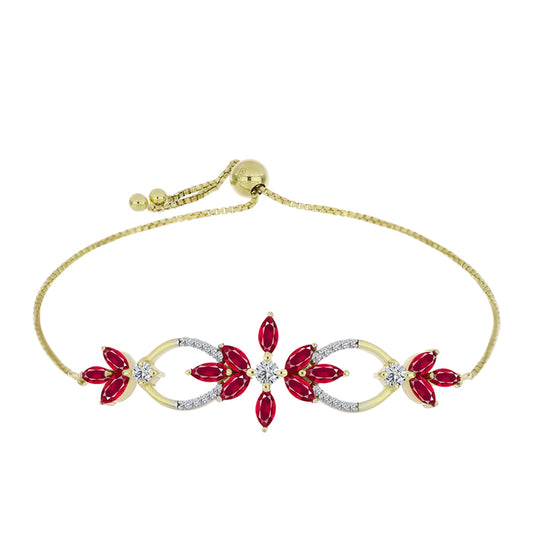 Goldplattiertes Silberarmband mit Rubin aus Madagaskar und weißem Topas