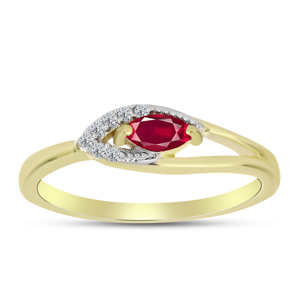 Goldplattierter Silberring mit Rubin aus Madagaskar und weißem Topas 9 