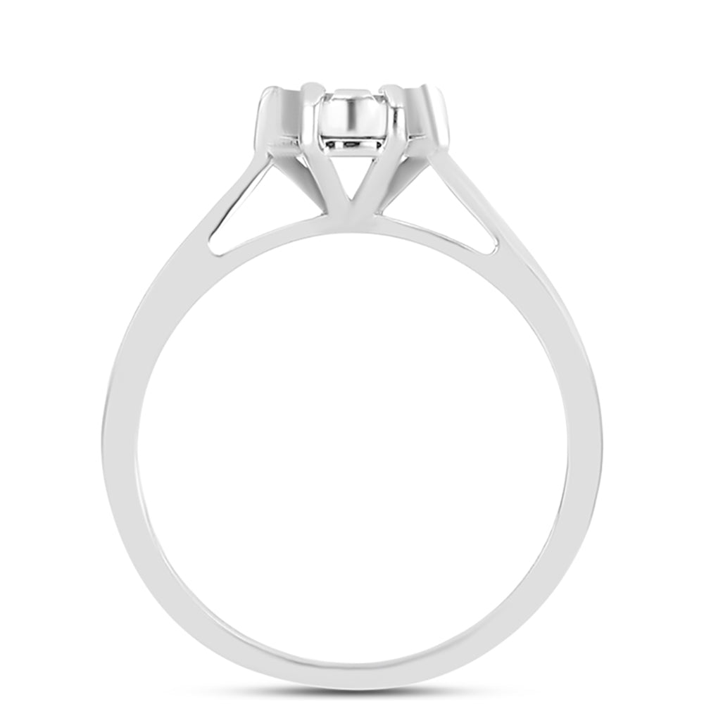 Silberring mit weißem Diamant 2 