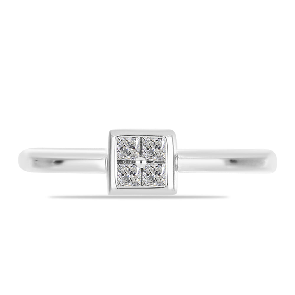 Silberring mit weißem Diamant