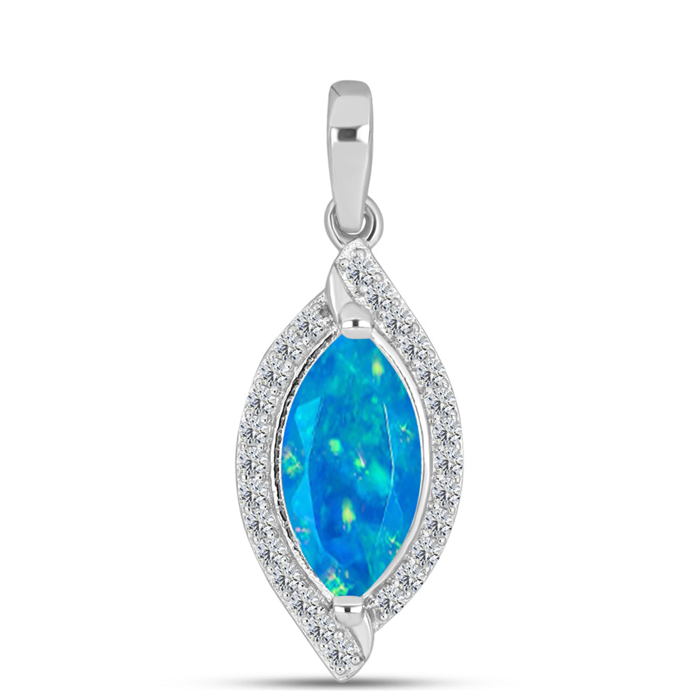 Silberanhänger mit äthiopischem Paraiba-Blauopal und weißem Topas 1 