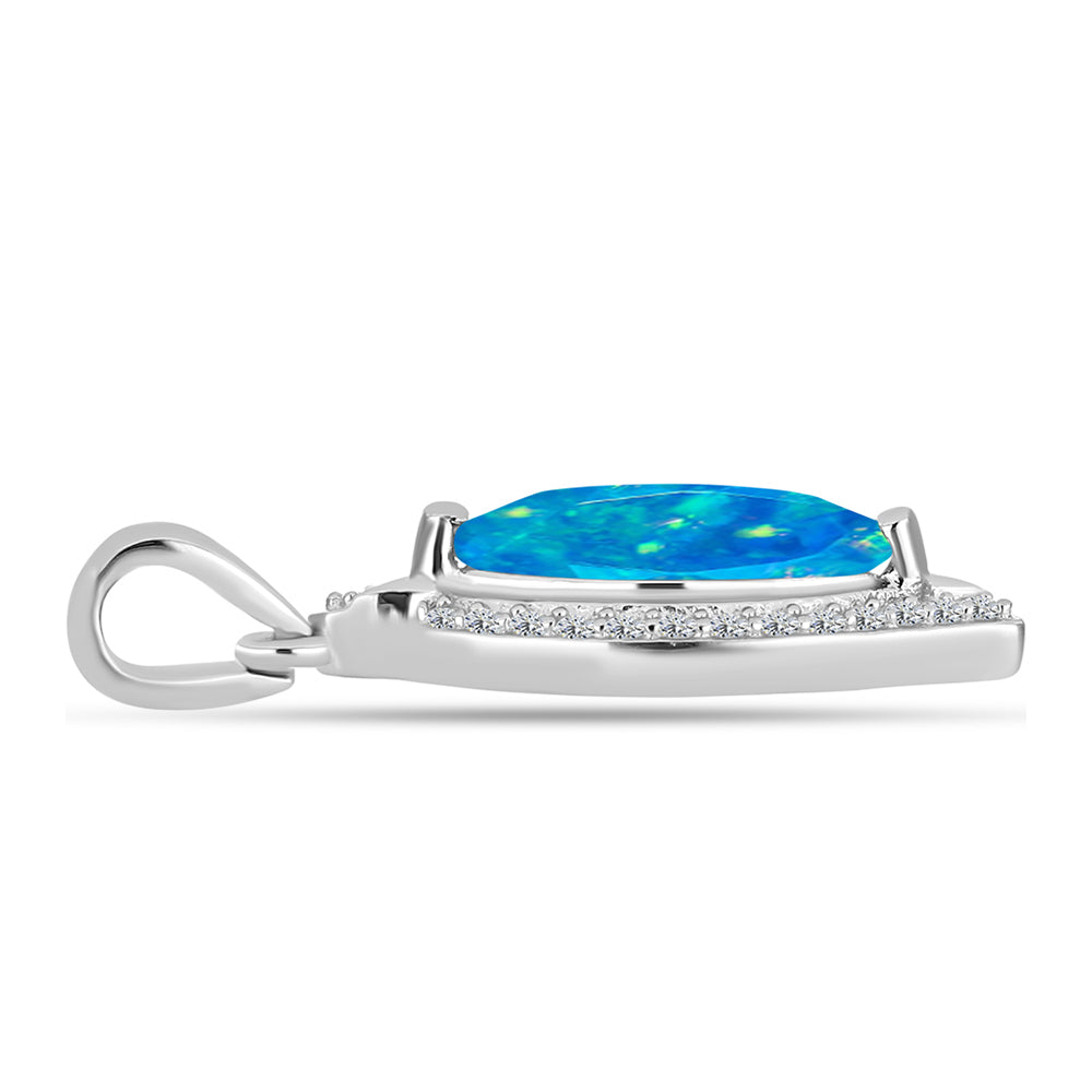 Silberanhänger mit äthiopischem Paraiba-Blauopal und weißem Topas 2 