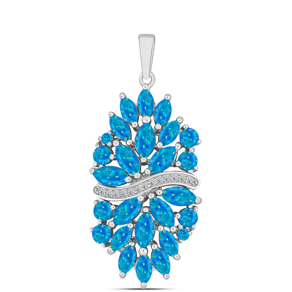 Silberanhänger mit äthiopischem Paraiba-Blauopal und weißem Topas